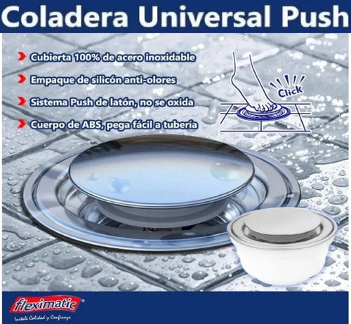 Coladera Redonda Universal Push C/ Membrana Fleximatic 2249a