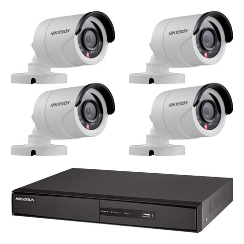 Kit Seguridad Hikvision Full Hd Dvr 8 + 4 Camaras Infrarrojas Bullet Exterior O Domo Interior + Ip Celular Cctv P2p