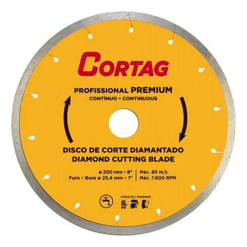 Disco De Corte Diamantado Profissional Premium 200mm Cortag