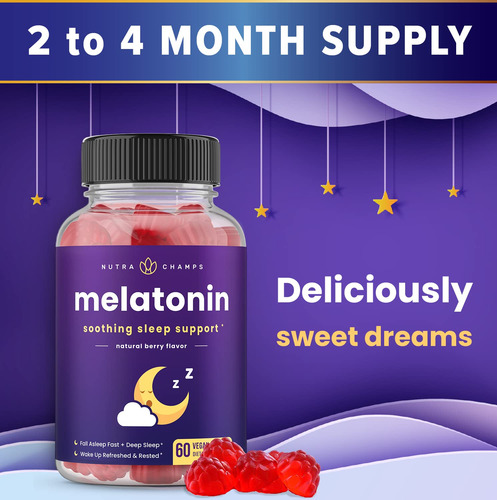 Gomitas De Melatonina Nutrachamps Para Dormir, Paquete De 2,