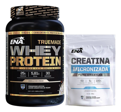 True Made Whey Protein 2lbs + Creatina Micronizada 300g Ena Sabor Vainilla