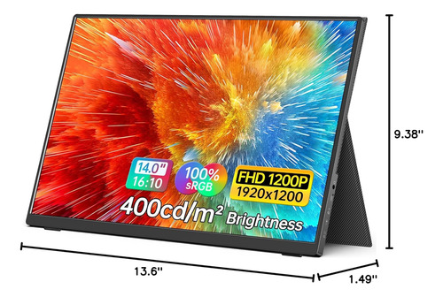 Monitor Portátil Mnn De 14 Pulgadas Fhd 1920 * 1200p Usb C H