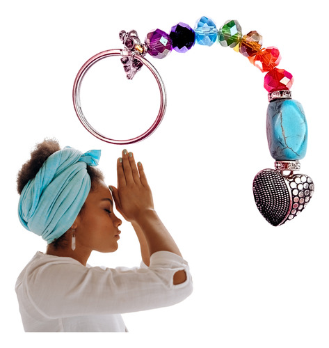 Llavero 7 Chakras Turquesa Dije Amuleto Protección Accesorio Turquesa