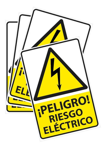 Cartel Autoadhesivo Peligro Riesgo Eléctrico | 22x15cm 