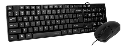Kit Teclado Y Mouse Acteck Mk215 Alambrico Usb Ac-933407 Color del teclado Negro
