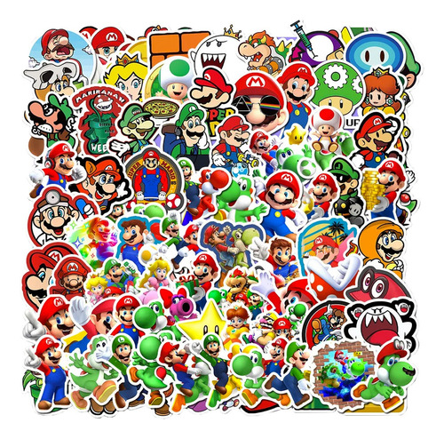 Pegatinas Stickers Super Mario Bros Contra Agua 100 Pzs