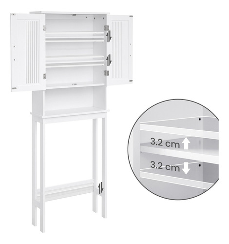 Vasagle 4 Estantería El Baño Mueble Sobre El Inodoro Puerta Color Blanco