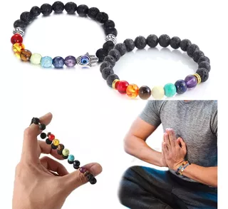 2x Yoga 7 Chakras Árbol De La Vida Pulsera Salud Equilibrio