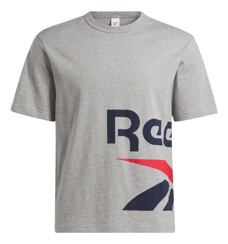 Playera Reebok Deportiva Side Vector Ss Gris Hombre