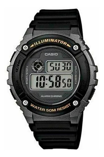 Reloj Casio Hombre Malla De Pvc Esfera Negra W-216h-1bvdf 