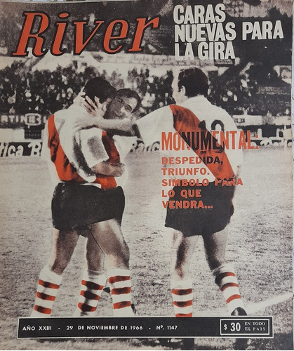 Revista River 1147 River 3 Argentinos 1,año 1966