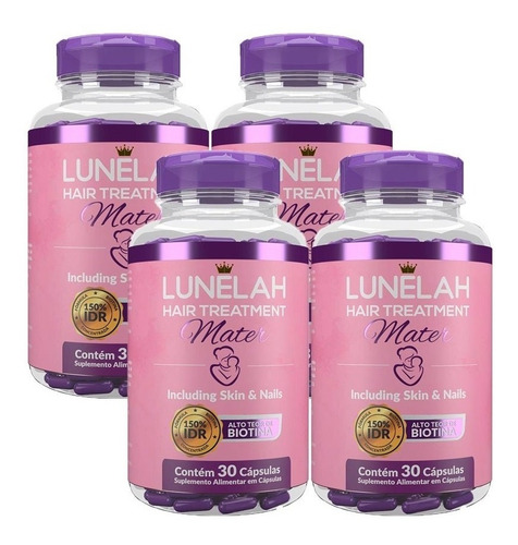 Imagem 1 de 3 de 4x Lunelah Mater - Tratamento Para 30 Dias 150% De Biotina