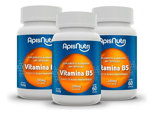 Kit 3 - Suplemento De Vitamina B5 - 60 Capsulas - Dna Verde