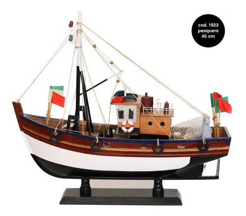 Pesquero Decorativo Barco De Madera Escala Colección 45 Cm