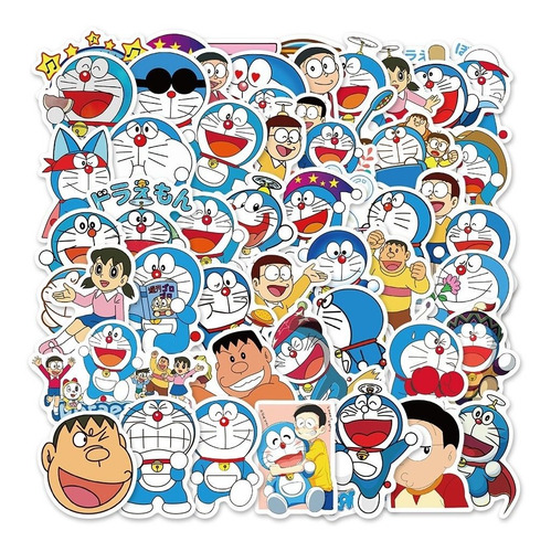 50 Stickers De Doraemon De Dibujos - Etiquetas Autoadhesivas