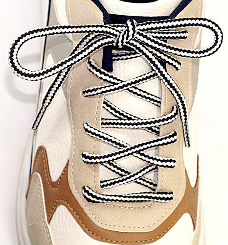 Agujetas Para Tenis Cordón Tubular Bala Cuadro Negro Jaspe