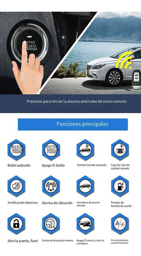 A Auto Llave Botón Encendido Arranque Antirobo Vibración