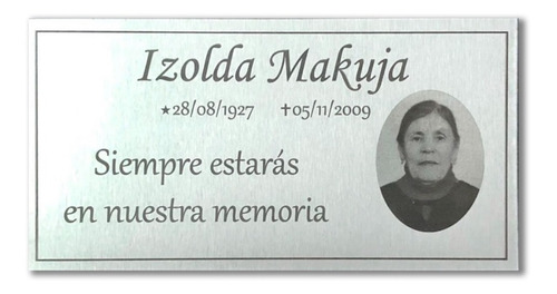 Placa Con Foto Nicho Fúnebre Recordatoria Cementerio 