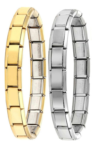 Mz Conjunto De Pulseiras Italianas, 2 Pulseiras De Ouro E