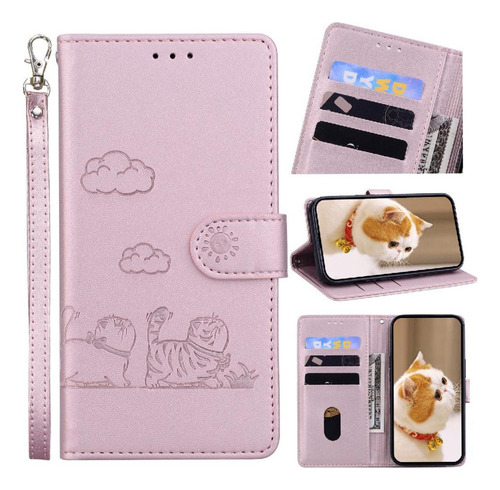 Funda Abatible For Samsung Galaxy S22 Cat Rfid Cartera De