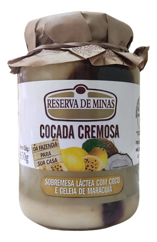 Doce de cocada com maracuja Cocadas Mineira sem TACC em pote de vidro 650 g