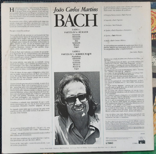 Lp - Bach / João Cartos Martins - Partitas Ns. 1 & 4
