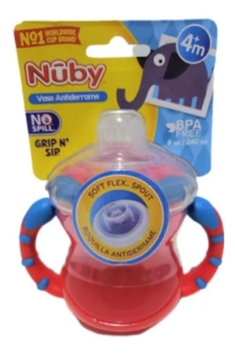 Vaso Con Sorbete Nuby Antiderrame, Tapa Antideslizante +12 