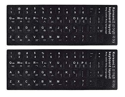 Stickers Teclado Coreano, Letras Blancas En Negro.