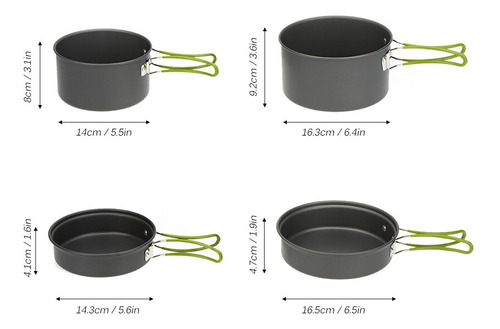 Imagem 9 de 10 de Kit De Cozinha Para Camping Com Panelas E Estojo De Pano