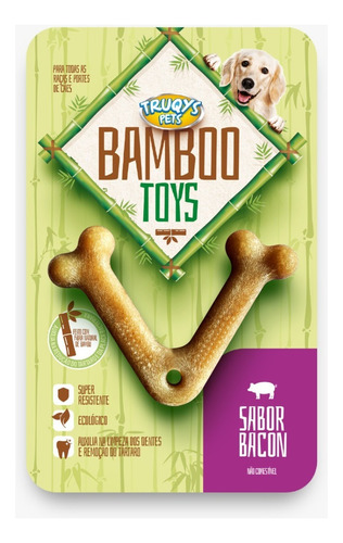 Osso Brinquedo Bamboo V Limpa Dentes Remoção Tártaro Pets 