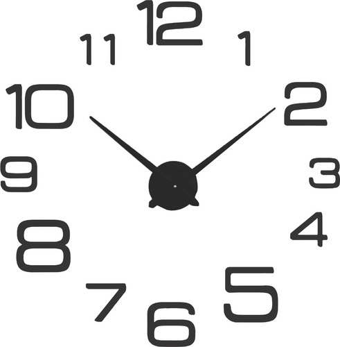 Reloj De Pared Moderno Calado Mdf Negro 6mm Numeros B3 75cm 