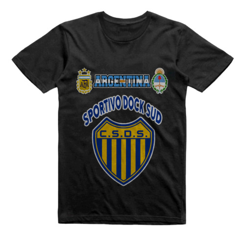 Remera Algodon Negra Sportivo Dock Sud