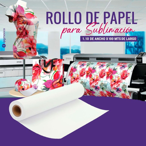 Rollo De Papel Para Sublimar 1.10 X 100 Metros. 100 Gr.