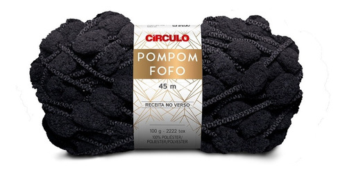 Fio Pompom Fofo Círculo 100g 45m Cor 8990 - PRETO