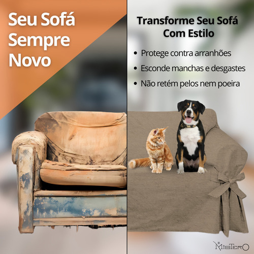 Capa Pra Sofa Impermeavel 6 Lugares Grande Alta Qualidade Cor Marrom-claro Lisa
