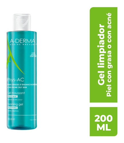 A-derma Phys-ac Gel Limpiador Piel Grasa 200ml