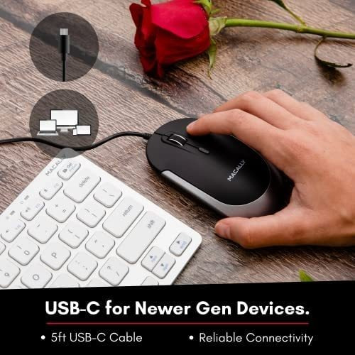 Mouse Macally Usb C Plug Play Negro