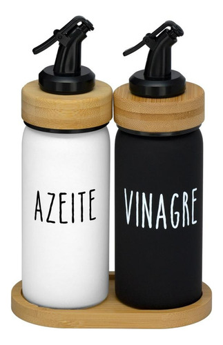 Galheteiro Azeite E Vinagre 220ml Base Bambu Doha Hauskraft