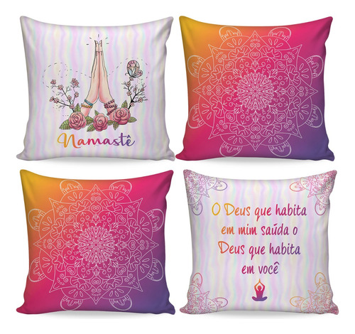 Kit 4 Almofadas Cheias Decorativas Para Sofá Casa Lar Frases