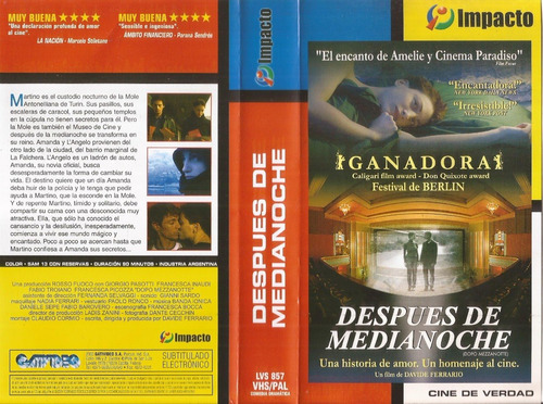 Despues De Medianoche Vhs Davide Ferrario Vhs Sin Caja