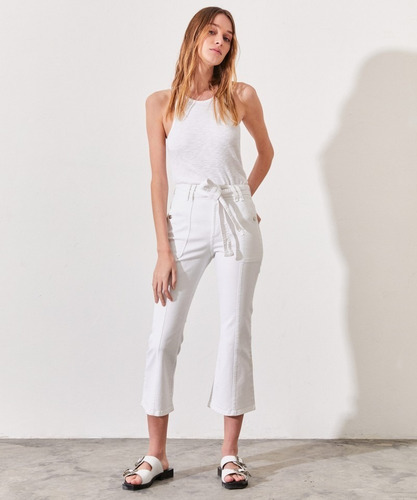 Jeans Blanco Kosiuko Con Cinturón Bootcut Belt White