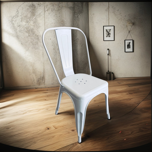 Set De 4 Sillas De Comedor Tolix Dcohouse1 Modernas Chapa Blanco Blanco