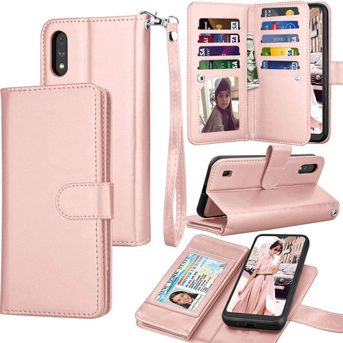 Funda Flip Cover Estilo Billetera Para Samsung A01 Rosa