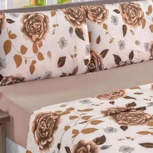 comprar Jogo De Lençol Queen 4 Pçs Cu002F Elástico Estampado Microfibra