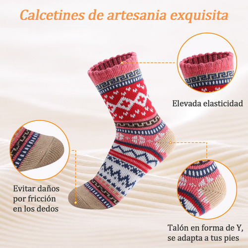 5 Pares Calcetines De Lana De Punto Para Invierno Calcetines