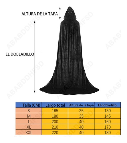 Capa De Terciopelo Capucha Capa Halloween Larga Para Adulto