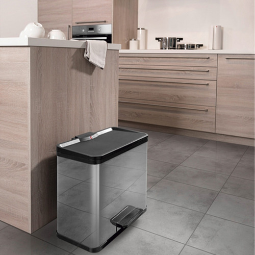 Imagen 4 de 4 de Cubo Cesto Residuos P/ Reciclar Hailo Oko Trio3x9 L Inoxidab