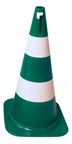 2 Cone De Sinalização Verde/branco Pvc 75cm Trânsito Rigido