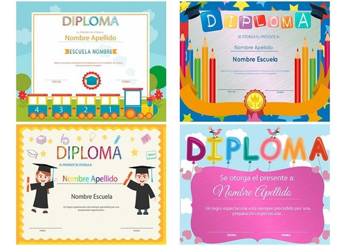 25 Plantillas Diplomas 8x10 Infantiles Psd Editables