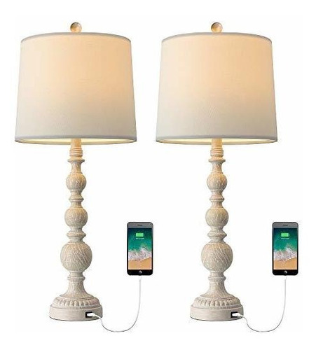 Lámpara De Mesa - Usb Table Lamp Set 2 For Living Room Resin